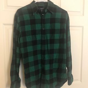 Green and black flannel shirt